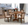 HomeStock 5-Piece Round Natural Oak Finish Solid Wood Top Dining Table with 4 Parson Chair - 2 of 4