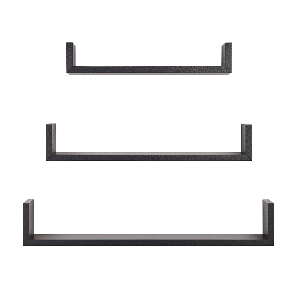 Photos - Wall Shelf 3pc Aalto U-Shaped Floating  Set Black - Danya B.