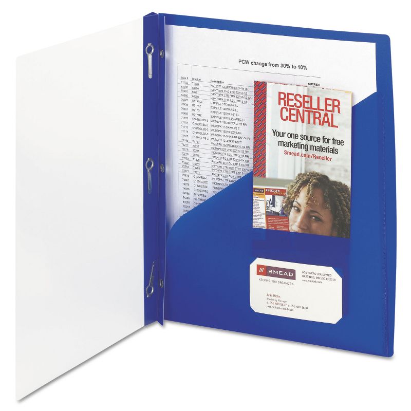 Smead Clear Front Poly Report Cover With Tang Fasteners 8-1/2 x 11 Blue 5/Pack 86011, 1 of 4