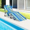 Costway Set of 2 Beach Chaise Lounge Chair Folding Reclining Chair with Facing Hole Black/Blue/Grey/Blue&Green/Turquoise/Light Pink - 2 of 4