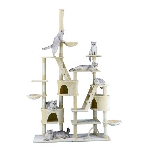 Go Pet Club 106" Cat tree House for Multiple Cats FC07 - Beige - 1 of 2