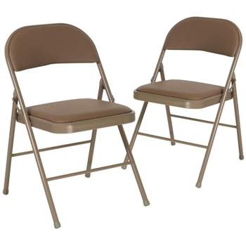 Emma and Oliver 2 Pack Home & Office Portable Vinyl Folding Metal Event Chair