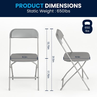 Gray Metal Armless Folding Chairs - Set of 2