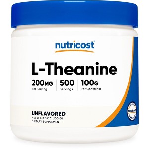 Nutricost L-Theanine Powder (100 Grams) - Gluten Free & GMO-Free, 500 Servings - 1 of 4