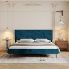 King Bed Frame with Adjustable Headboard, Velvet Upholstered Platform Bed with Solid Wood Slats Support, No Box Spring Needed, Noise-Free - 2 of 4