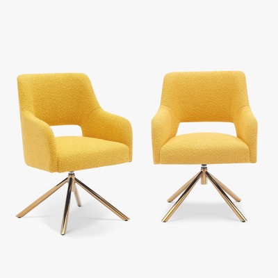 WestinTrends Genevieve Mid-Century Modern Upholstered Boucle Swivel Accent Chair (Set of 2)