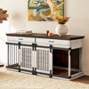 Erommy 72" Wood Dog Crate Furniture Indoor with Divider, Dog Crate End Table with 2 Drawers for Large Breeds, White - 3 of 4