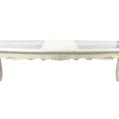 Pearl White Marble Top Extendable Bar Height Dining Table