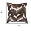 HomeRoots 18" Brown and Off White Chevron Cowhide Throw Pillow - 3 of 4
