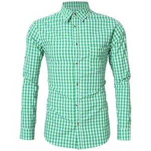Clearlove Men's Plaid Button Down Shirt Long Sleeves Dress Shirt Wrinkle Free Casual Gingham Shirt - 1 of 4
