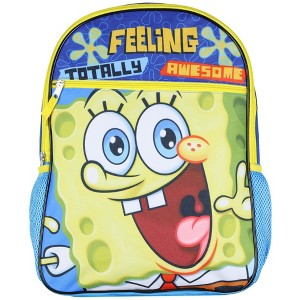 Nickelodeon SpongeBob Squarepants Backpack Awesome Cartoon Movie 16" School Bookbag Multicolored - 1 of 4