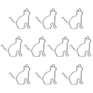 Unique Bargains Alloy Necklace Resin Casting Cat Shaped Pendant Frames 1.7" 20 Pcs - 1 of 4