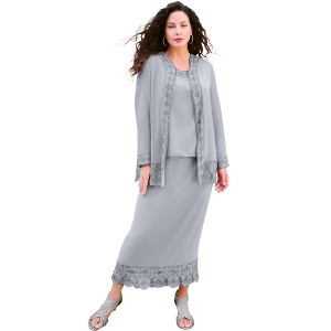 Roaman's Women's Plus Size Beaded Skirt Set - 1 of 4