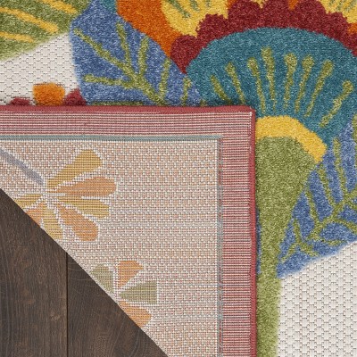 Aloha Collection 63" Multicolor Floral Round Indoor/Outdoor Rug