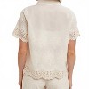 Women's Cotton Embroidered Lace Trimmed Button Shirt - BluIvy - 4 of 4