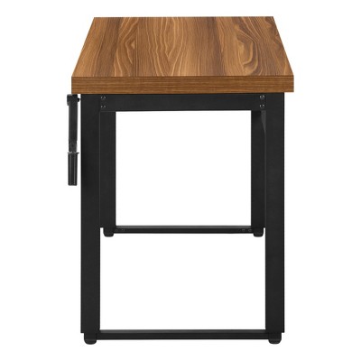 Vynxaria MVynxaria odern 48" Adjustable Standing Computer Desk Walnut Laminate Black Metal Frame for Home Office Laptop Work