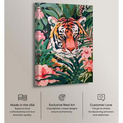 Vibrant Tropical Jungle Tiger Canvas Wall Art, 16" x 24"