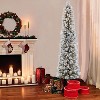 6.5ft Pre-Lit Flocked Portland Pencil Artificial Christmas Pine Tree - Puleo - 2 of 3