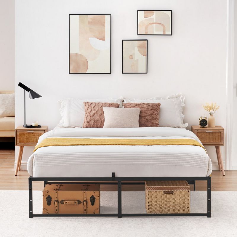 Twin Size Bed Frame Platform, 14 inch Metal Twin Bedframe with 3 in 1 Sturdy Steel Support, No Box Spring Needed Black Mattress Frame, 1 of 8