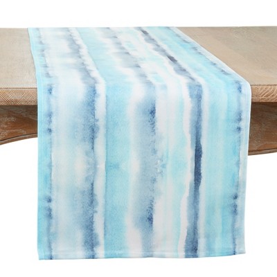 Blue Watercolor Polyester Table Runner