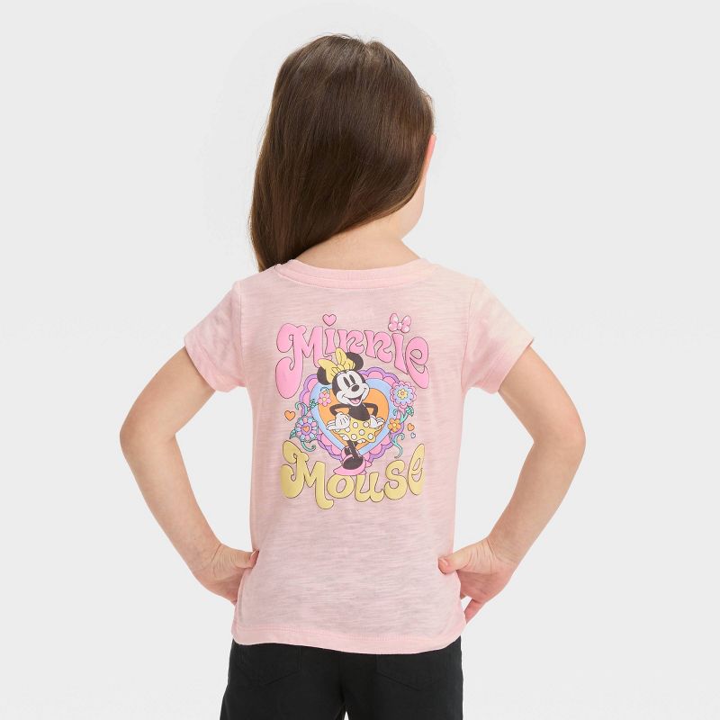 Toddler Girls&#39; Disney Minnie Mouse Short Sleeve Graphic T-Shirt - Rose Pink, 3 of 4