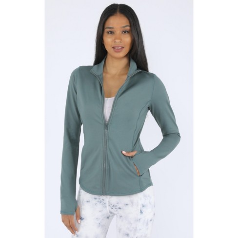 90 Degree By Reflex High Low Full Zip Jacket With Side Pockets - Sage -  Medium