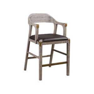 Montana Stationary Counter Height Barstool Light Barnwood - Boraam: Upholstered Faux Leather, Wood Frame, 24" Seat Height - 1 of 4