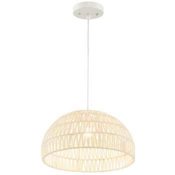 Tangkula Paper Pendant Light Fixture Dome Hanging Ceiling Light with Adjustable Hanging Rope 17.5” Decorative Chandelier