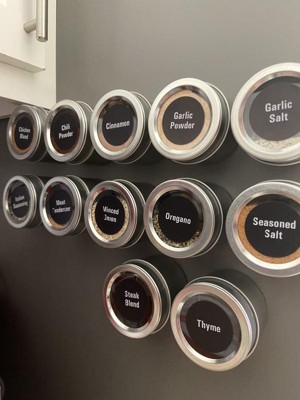 Magnetic Spice Tins 12pcs,Stainless-Steel Magnetic Spice Container Magnetic Spice  Jars Easy to Clean and Rust Free Includes 120 Labeling Stickers