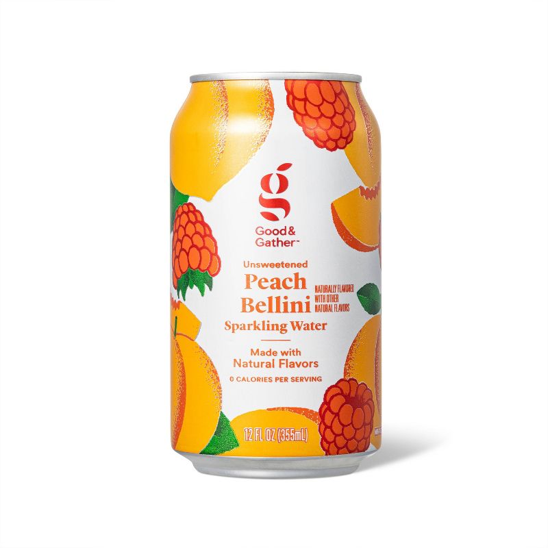 Peach Bellini Unsweetened Sparkling Water - 8pk/12 fl oz Cans - Good &#38; Gather&#8482;, 2 of 5