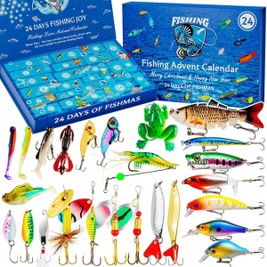 Aoibox Fishing Lure Advent Calendar 2025 24 Piece Christmas Countdown Kit for Men Teens Boys Includes Swimbaits Crankbaits Spinnerbaits - 1 of 4