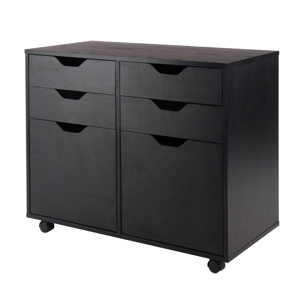 Photos - Wardrobe Halifax 2 Sections Mobile Storage Cabinet Black - Winsome