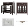 NicBex 30" Freestanding Vanity with Textured Glass Door, Compact Bathroom Vanity with Ceramic Sink, Equipped with Adjustable Shelf and Tip-Out Tray - 3 of 4