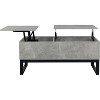 TROPOW Lift Top Coffee Table with Hidden Compartment and Storage Shelf, Multifunctional Rectangle Living Room Center Table for Living Room, Grey - 3 of 4
