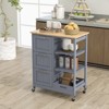 Costway Rolling Kitchen Island Utility Storage Cart w/ 3 Storage Drawers & Shelves White/Black/Grey - 2 of 4