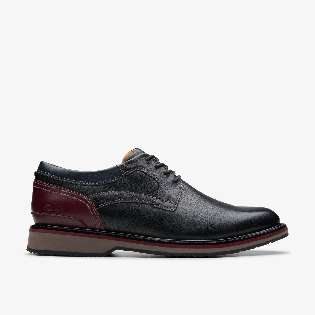 Clarks Mens Monahan Plain Black Leather Shoes
