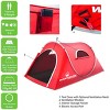 Pop-up Tent - 2 Person Water-Resistant Barrel Style Tent for Camping With Rain Fly and Carry Bag - Starchaser 2-person Tent by Wakeman Outdoors (Red) - 3 of 4