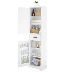 Rbied 20 in. W x 11.8 in. D x 72.5 in. H White MDF Freestanding  Bathroom Storage Cabinet Linen Cabinet with Adjustable Shelves - 1 of 4