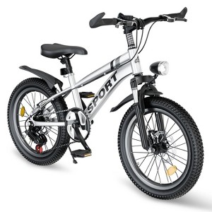 INFURNIC Bicycles 20 Inch Kids Mountain Bike with 7 Speeds and Dual Disc Brakes for Boys and Girls, Silver, 54.6"*20.7"*35" - 1 of 4