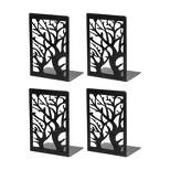 Unique Bargains 2 Set Tree L-Shaped Metal Book End Organizer for Shelves Stationery Storage Black