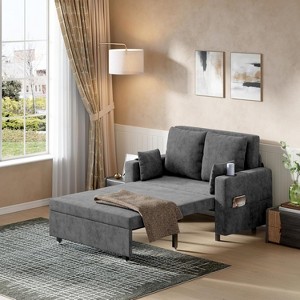 COZONY 56" 3-in-1 Convertible Pull-Out Sleeper Sofa Bed – Loveseat with Cup Holders & USB for Living Room, Bedroom, Apartment - 1 of 4