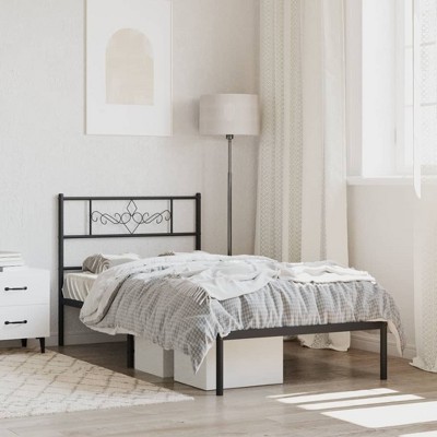 vidaXL Metal Bed Frame with Headboard Black 39.4 in.x78.7 in.