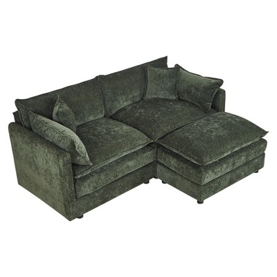NicBex 77.17 Inch L-Shaped Sectional Sofa,Chenille 2-Seater Sofa with Footrest for Living Room,Apartment,Office