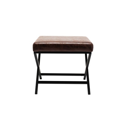 Leather and on sale metal ottoman