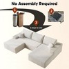 107 inch Plush Corduroy Fabric White Cloud Sectional Sofa Comfort U Shaped Sofa with 1 Ottoman for Living Room - 3 of 4