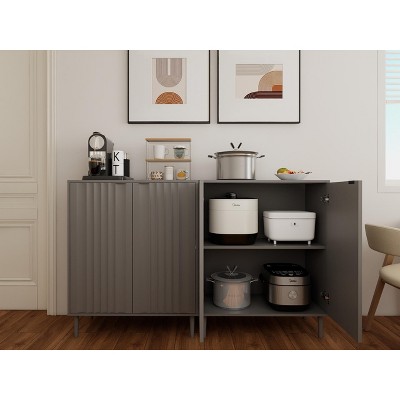 Vynxaria Modern Kitchen Storage Cabinet: Compact Design with Enclosed & Open Storage for Kitchen Essentials