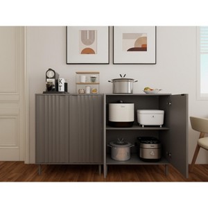 Vynxaria Modern Kitchen Storage Cabinet: Compact Design with Enclosed & Open Storage for Kitchen Essentials - 1 of 4