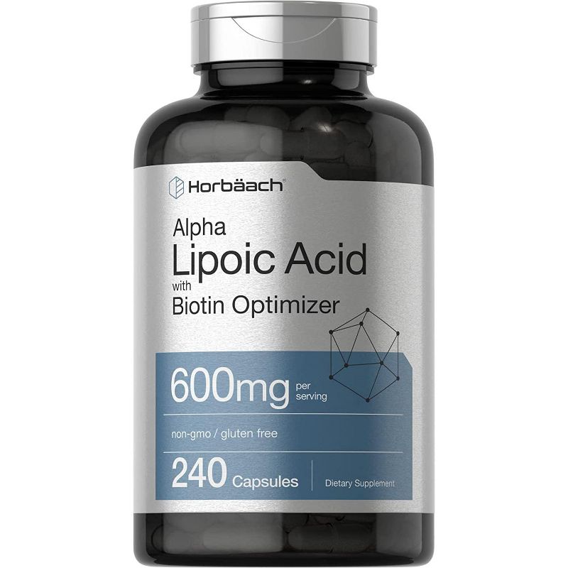 Horbaach Alpha Lipoic Acid 600mg with Biotin Optimizer | 240 Capsules, 1 of 4