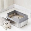 LunaLulinlk Stainless steel cat litter box. Easy to clean, does not absorb odors, comes with a shovel - 2 of 4