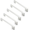 Cauldham Solid Kitchen Cabinet Pulls Handles (6-5/16" Hole Centers) - Modern Thin Profile Drawer/Door Hardware - Style M255 - Satin Nickel - 3 of 4